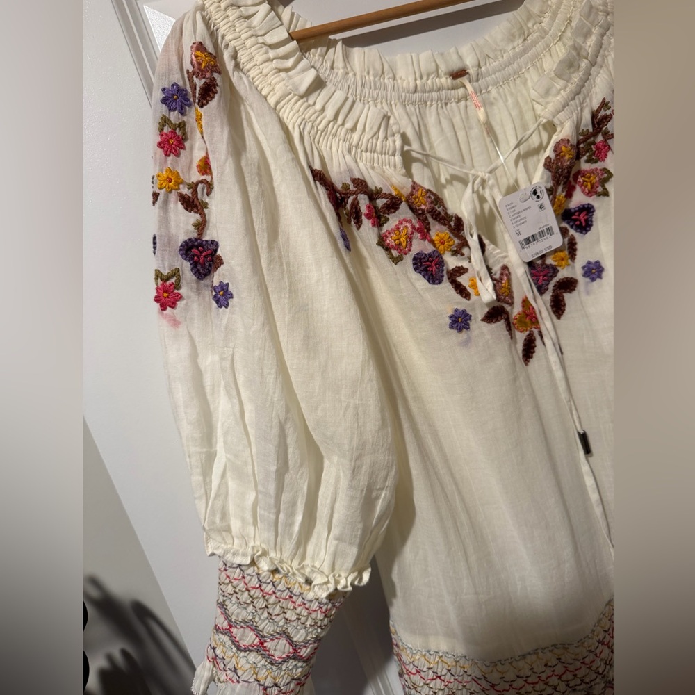 Free People Cream Maxi Dress with Multicolor Floral Embroidery 🔥Beautiful🔥 SizeM - Picture 4 of 8